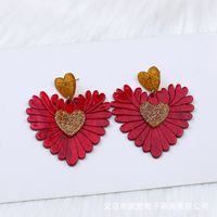 Cute Heart Shape Arylic Patchwork Women's Drop Earrings 1 Pair sku image 1