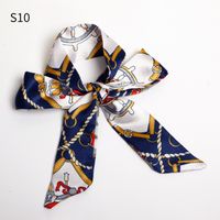 Women's Fashion Lattice Chains Print Polyester Printing Silk Scarves sku image 8