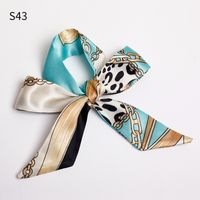 Women's Fashion Lattice Chains Print Polyester Printing Silk Scarves sku image 40