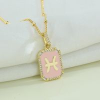 Fashion Constellation Copper Gold Plated Zircon Pendant Necklace sku image 1
