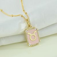 Fashion Constellation Copper Gold Plated Zircon Pendant Necklace sku image 2