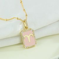 Fashion Constellation Copper Gold Plated Zircon Pendant Necklace sku image 3