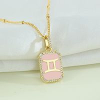 Fashion Constellation Copper Gold Plated Zircon Pendant Necklace sku image 4