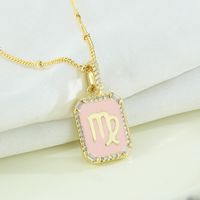 Fashion Constellation Copper Gold Plated Zircon Pendant Necklace sku image 7