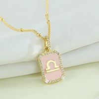 Fashion Constellation Copper Gold Plated Zircon Pendant Necklace sku image 8
