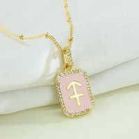 Fashion Constellation Copper Gold Plated Zircon Pendant Necklace sku image 10
