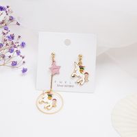1 Pair Sweet Rabbit Rainbow Enamel Alloy Artificial Pearls Drop Earrings main image 4