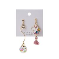 1 Pair Sweet Rabbit Rainbow Enamel Alloy Artificial Pearls Drop Earrings sku image 4