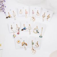 1 Pair Sweet Rabbit Rainbow Enamel Alloy Artificial Pearls Drop Earrings main image 1