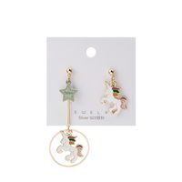 1 Pair Sweet Rabbit Rainbow Enamel Alloy Artificial Pearls Drop Earrings sku image 2