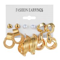 Retro Round Alloy Plating Artificial Pearls Women's Earrings Ear Studs 6-piece Set sku image 47