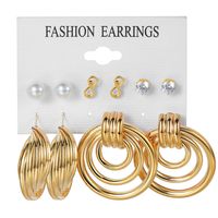 Retro Round Alloy Plating Artificial Pearls Women's Earrings Ear Studs 6-piece Set sku image 14
