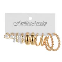 Retro Round Alloy Plating Artificial Pearls Women's Earrings Ear Studs 6-piece Set sku image 42