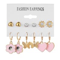 Retro Round Alloy Plating Artificial Pearls Women's Earrings Ear Studs 6-piece Set sku image 1