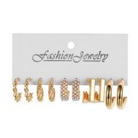 Retro Round Alloy Plating Artificial Pearls Women's Earrings Ear Studs 6-piece Set sku image 20