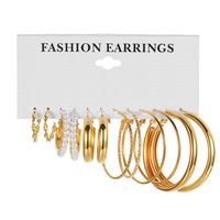 Retro Round Alloy Plating Artificial Pearls Women's Earrings Ear Studs 6-piece Set sku image 15