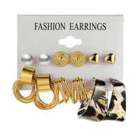 Retro Round Alloy Plating Artificial Pearls Women's Earrings Ear Studs 6-piece Set sku image 19