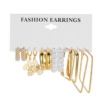Retro Round Alloy Plating Artificial Pearls Women's Earrings Ear Studs 6-piece Set sku image 46