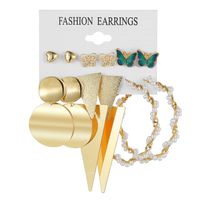 Retro Round Alloy Plating Artificial Pearls Women's Earrings Ear Studs 6-piece Set sku image 33