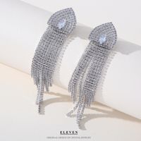 Fashion Water Droplets Bow Knot Rhinestone Tassel Zircon Women's Earrings 1 Pair sku image 10
