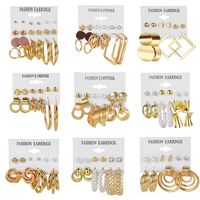 Retro Round Alloy Plating Artificial Pearls Women's Earrings Ear Studs 6-piece Set main image 4