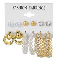 Retro Round Alloy Plating Artificial Pearls Women's Earrings Ear Studs 6-piece Set main image 2