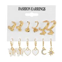 Retro Round Alloy Plating Artificial Pearls Women's Earrings Ear Studs 6-piece Set sku image 34