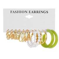 Retro Round Alloy Plating Artificial Pearls Women's Earrings Ear Studs 6-piece Set sku image 45