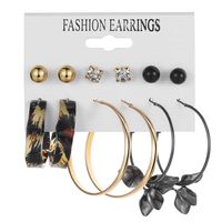 Retro Round Alloy Plating Artificial Pearls Women's Earrings Ear Studs 6-piece Set sku image 2
