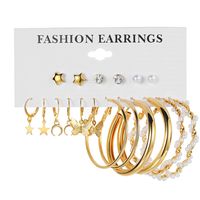Retro Round Alloy Plating Artificial Pearls Women's Earrings Ear Studs 6-piece Set sku image 10