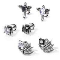 Fashion Geometric Stainless Steel Plating Zircon Earrings 1 Piece main image 1