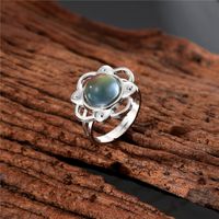 Fashion Heart Shape Stainless Steel Inlay Artificial Gemstones Open Ring 1 Piece sku image 5