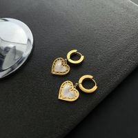 Fashion Heart Shape Titanium Steel Plating Shell Dangling Earrings 1 Pair sku image 2