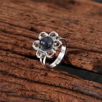 Fashion Heart Shape Stainless Steel Inlay Artificial Gemstones Open Ring 1 Piece sku image 10