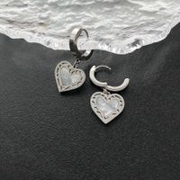 Fashion Heart Shape Titanium Steel Plating Shell Dangling Earrings 1 Pair sku image 1