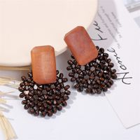 1 Pair Fashion Geometric Wood Handmade Women's Drop Earrings sku image 3