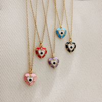 Fashion Heart Shape Stainless Steel Enamel Pendant Necklace 1 Piece main image 6
