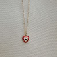 Fashion Heart Shape Stainless Steel Enamel Pendant Necklace 1 Piece sku image 1