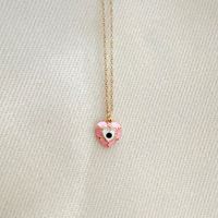 Fashion Heart Shape Stainless Steel Enamel Pendant Necklace 1 Piece sku image 2