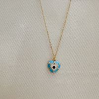 Fashion Heart Shape Stainless Steel Enamel Pendant Necklace 1 Piece sku image 3