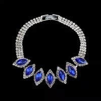 Fashion Horse Eye Arylic Copper Claw Chain Inlay Rhinestones Earrings Necklace 1 Set sku image 1