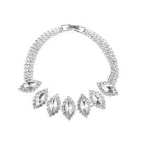 Sweet Water Droplets Flower Silver Plated Inlay Rhinestones Zircon Bracelets Earrings Necklace sku image 2
