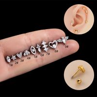 1 Piece Fashion Heart Shape Plating Inlay Stainless Steel Zircon Ear Studs main image 3