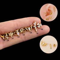 Fashion Butterfly Stainless Steel Copper Plating Inlay Zircon Ear Studs 1 Piece main image 1