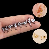 Fashion Butterfly Stainless Steel Copper Plating Inlay Zircon Ear Studs 1 Piece main image 4