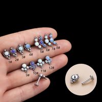 Fashion Round Stainless Steel Plating Inlay Artificial Gemstones Lip Stud 1 Piece main image 1