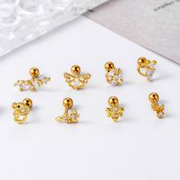 Fashion Butterfly Stainless Steel Copper Plating Inlay Zircon Ear Studs 1 Piece main image 3