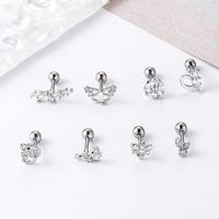 Fashion Butterfly Stainless Steel Copper Plating Inlay Zircon Ear Studs 1 Piece main image 2