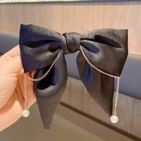 Fashion Bow Knot Cloth Pearl Hair Clip 1 Piece sku image 1