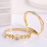 Fashion Devil's Eye Titanium Steel Gold Plated Rhinestones Bangle 1 Piece main image 3